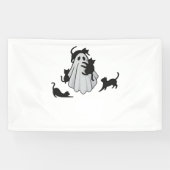 かわいい幽霊と黒猫クラシックTシャツ 横断幕 (横)