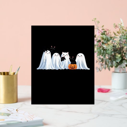 かわいい幽霊と黒猫ハロウィン不気味- Seas アクリルサイン (ウェディング)