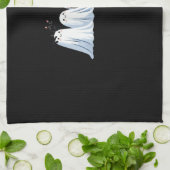 かわいい幽霊と黒猫ハロウィン不気味- Seas キッチンタオル (折り畳み)