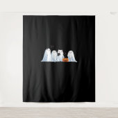 かわいい幽霊と黒猫ハロウィン不気味- Seas タペストリー (正面)