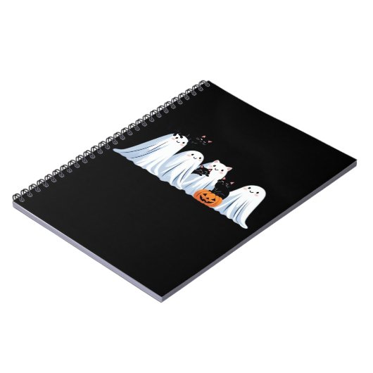 かわいい幽霊と黒猫ハロウィン不気味- Seas ノートブック (左側)