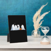 かわいい幽霊と黒猫ハロウィン不気味- Seas フォトプラーク (側面)