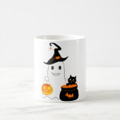かわいい幽霊と黒猫ハロウィ祝ーン コーヒーマグカップ (中央)