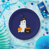 かわいい幽霊と黒猫ハロウィ祝ーン ペーパープレート (パーティー)