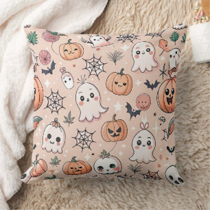 かわいい幽霊のかぼちゃのハロウィンオレンジ柄 クッション