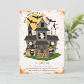 かわいい幽霊のよく出るハウスと幽霊ハローウィンパーティ 招待状 (スタンド正面)