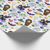 かわいい幽霊のよく出るハウスハロウィーンパターン ラッピングペーパー (角)