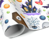かわいい幽霊のよく出るハウスハロウィーンパターン ラッピングペーパー (ロールコーナー)
