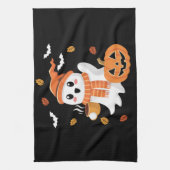 かわいい幽霊のアイコーヒーハロウィン キッチンタオル (縦)