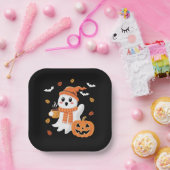 かわいい幽霊のアイコーヒーハロウィン ペーパープレート (パーティー)
