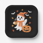 かわいい幽霊のアイコーヒーハロウィン ペーパープレート (正面)