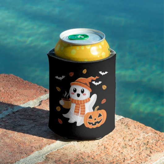 かわいい幽霊のアイコーヒーハロウィン 缶クーラー (インサイチュ プール)