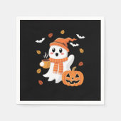 かわいい幽霊のアイスクーヒー ハロウィン スタンダードカクテルナプキン (正面)