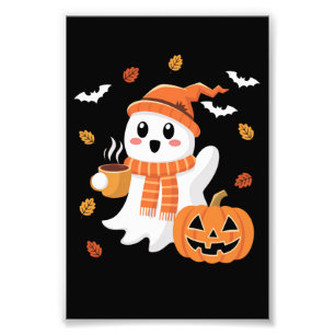 かわいい幽霊のアイスクーヒー ハロウィン フォトプリント