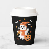 かわいい幽霊のアイスクーヒー ハロウィン 紙コップ (正面)
