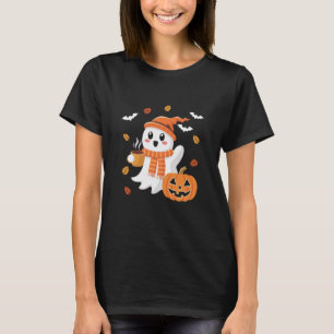 かわいい幽霊のアイスクーヒー ハロウィン Tシャツ