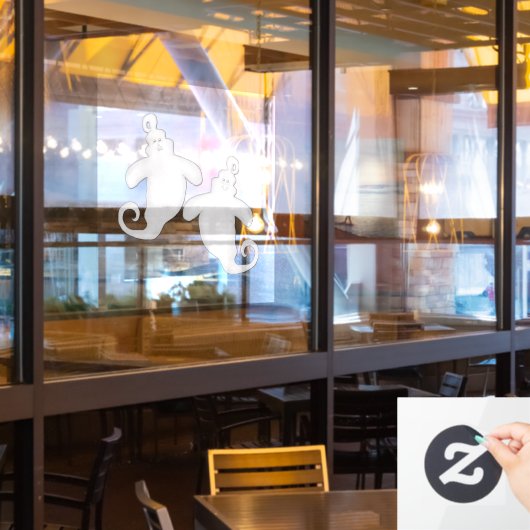 かわいい幽霊のウィンドウのクリック ウィンドウサイン (レストラン窓)