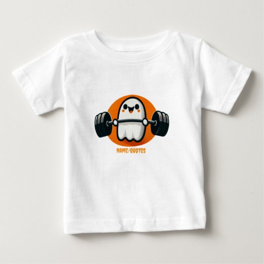 かわいい幽霊のウエイトリフティング ベビーTシャツ (正面)