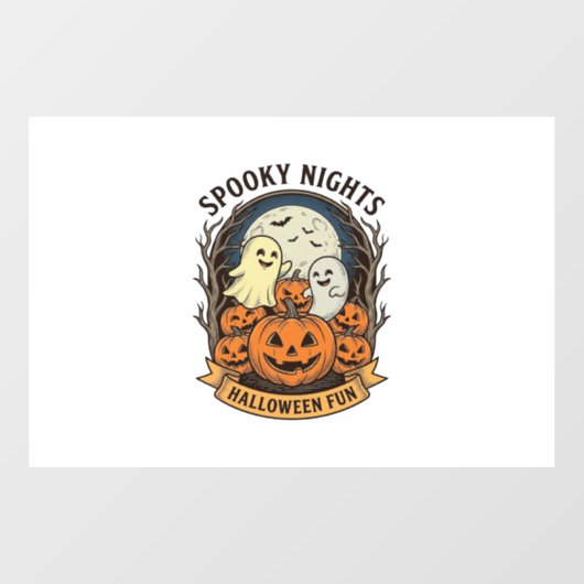 かわいい幽霊のカボチャのビンテージ風彫刻ハロウィンアート ウィンドウサイン (シート)