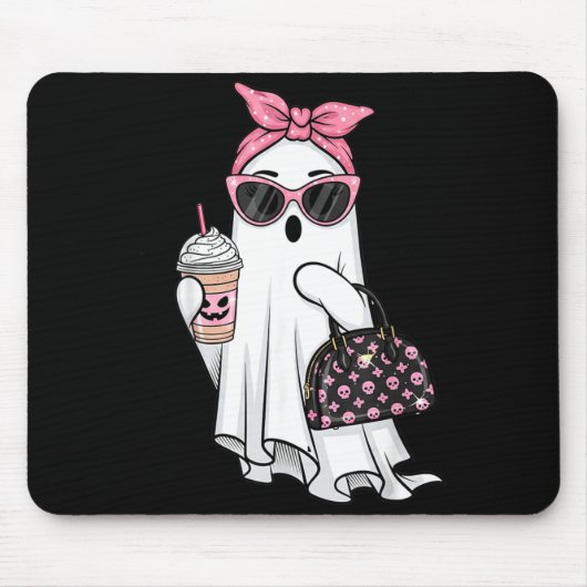 かわいい幽霊のコーヒーハロウィン幽霊アイス マウスパッド (正面)