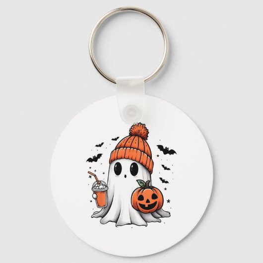 かわいい幽霊のコーヒーハロウィン幽霊コーヒー キーホルダー (正面)