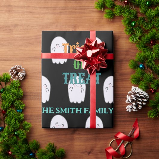 かわいい幽霊のトリックまたはトリート ラッピングペーパー (クリスマスギフト)