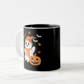 かわいい幽霊のハロウィンアイスコーヒー ツートーンマグカップ (正面左)
