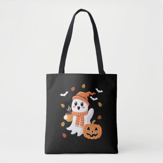 かわいい幽霊のハロウィンアイスコーヒー トートバッグ (正面)