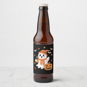 かわいい幽霊のハロウィンアイスコーヒー ビールラベル
