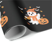 かわいい幽霊のハロウィンアイスコーヒー ラッピングペーパー (ロールコーナー)