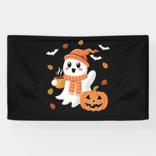 かわいい幽霊のハロウィンアイスコーヒー 横断幕