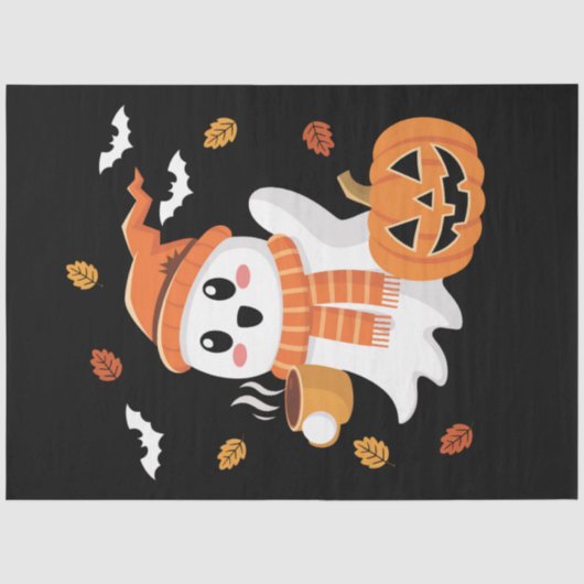 かわいい幽霊のハロウィンアイスコーヒー 薄葉紙 (正面)