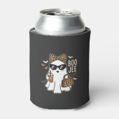かわいい幽霊のハロウィンヒョウ柄デザイン_1 缶クーラー (缶正面)