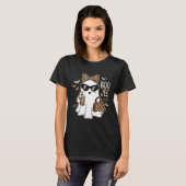 かわいい幽霊のハロウィンヒョウ柄デザイン_1 Tシャツ (正面フル)