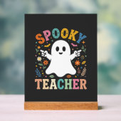 かわいい幽霊のハロウィーンの先生のデザイン_1 アクリルサイン (ニュートラル)