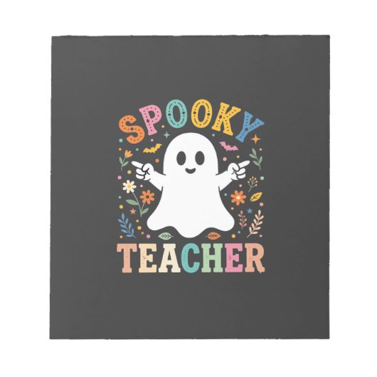 かわいい幽霊のハロウィーン教師デザイン_1 ノートパッド (正面)