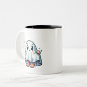 かわいい幽霊の不賛成 ツートーンマグカップ (正面左)