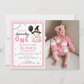 かわいい幽霊の女の子の1歳の誕生日招待状の写真 招待状 (正面)