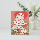 かわいい幽霊の小犬のハートのバレンタイン シーズンポストカード (スタンド正面)