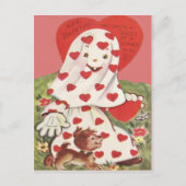 かわいい幽霊の小犬のハートのバレンタイン シーズンポストカード (正面)