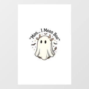 かわいい幽霊の牛のハロウィンTシャツデザイン ウィンドウサイン