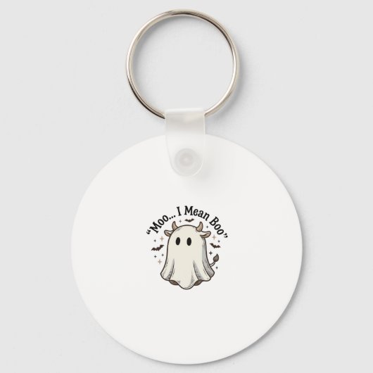 かわいい幽霊の牛のハロウィンTシャツデザイン キーホルダー (正面)