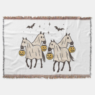 かわいい幽霊の馬のハロウィン　お菓子をくれなきゃイタズラしちゃう スローブランケット