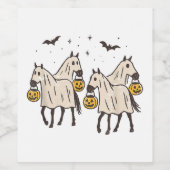 かわいい幽霊の馬のハロウィーン　お菓子をくれなきゃイタズラしちゃう  ワインラベル (シングルラベル)