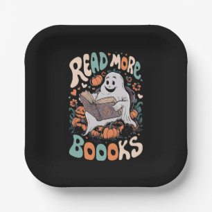 かわいい幽霊はもっと本を読む先生のハロウィン ペーパープレート
