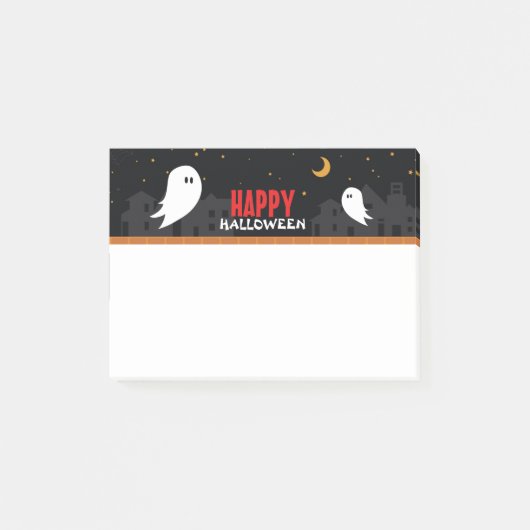かわいい幽霊は町のハロウィーンの夜をさまよう ポストイット (正面)
