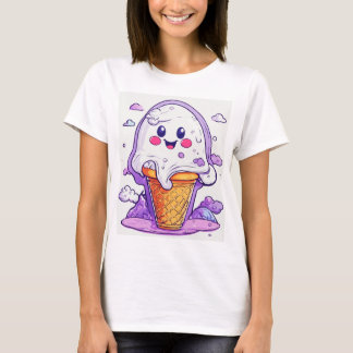 **「かわいい幽霊アイスクリームデザインTシャツ – かわいい Tシャツ
