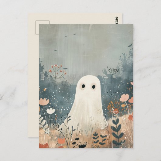 かわいい幽霊インザメドウズハロウィーン ポストカード (正面/裏面)