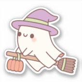 かわいい幽霊ウィッチオンブ飛んでいるロム シール (正面)