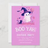 かわいい幽霊ウィッチキッズハロウィーンの衣装パーティー 招待状 (正面)